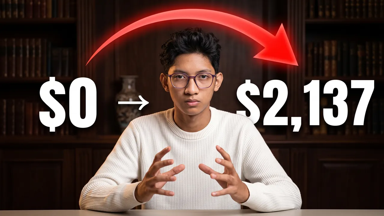 Generated thumbnail: the same layout with the user’s face and “$0 → $2,137”
